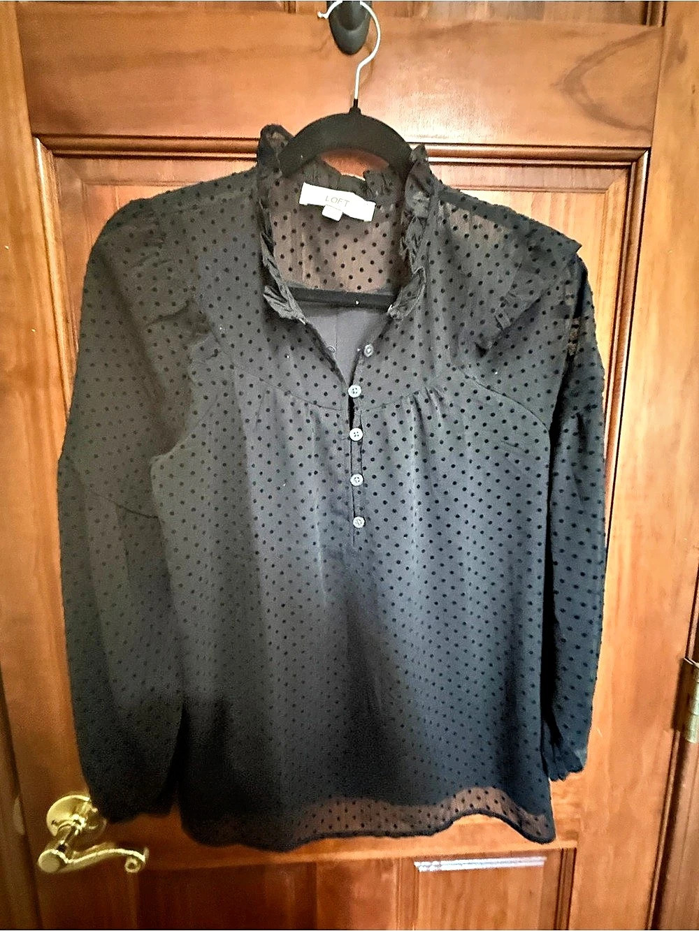 NWOT LOFT Black Polka Dot Blouse